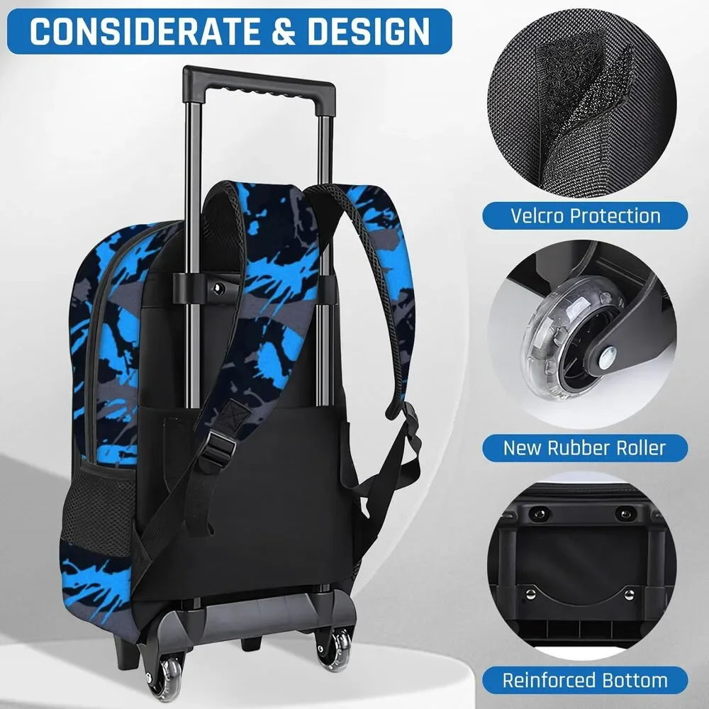 Boys Rolling Backpack for Kids Gamer Roller School Bookbag Aged 6-18